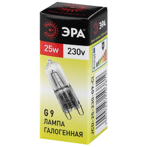 Лампа галогенная ЭРА G9 25W 3000K прозрачная G9-JCD-25-230V-CL C0027376 Лампа галогенная ЭРА G9 25W 3000K прозрачная G9-JCD-25-230V-CL C0027376