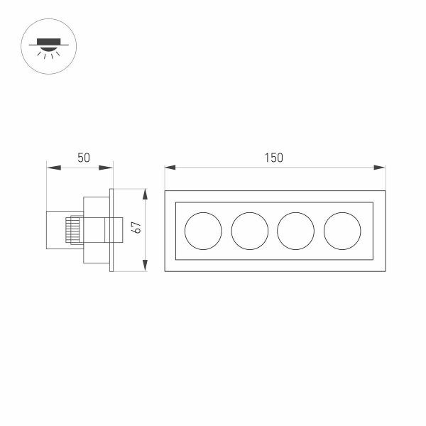 Встраиваемый светодиодный светильник Arlight MS-Orient-Built-Turn-TC-S67x150-10W Warm3000 037208 Встраиваемый светодиодный светильник Arlight MS-Orient-Built-Turn-TC-S67x150-10W Warm3000 037208
