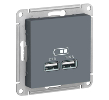 Розетка 2хUSB Systeme Electric AtlasDesign Type A+A грифель ATN000733
