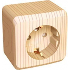 Розетка 2К+З Systeme Electric Этюд 16A 250V со шторками сосна PA16-004D