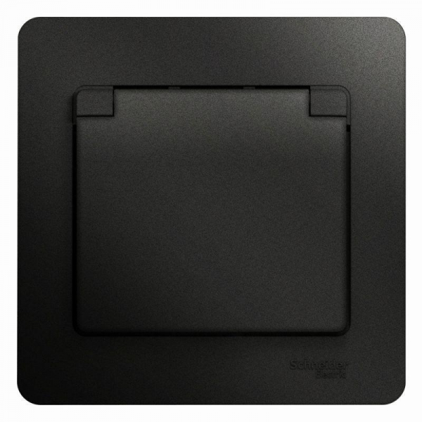 Розетка 2К+З Systeme Electric Glossa 16A 250V со шторками и крышкой антрацит GSL000746 Розетка 2К+З Systeme Electric Glossa 16A 250V со шторками и крышкой антрацит GSL000746