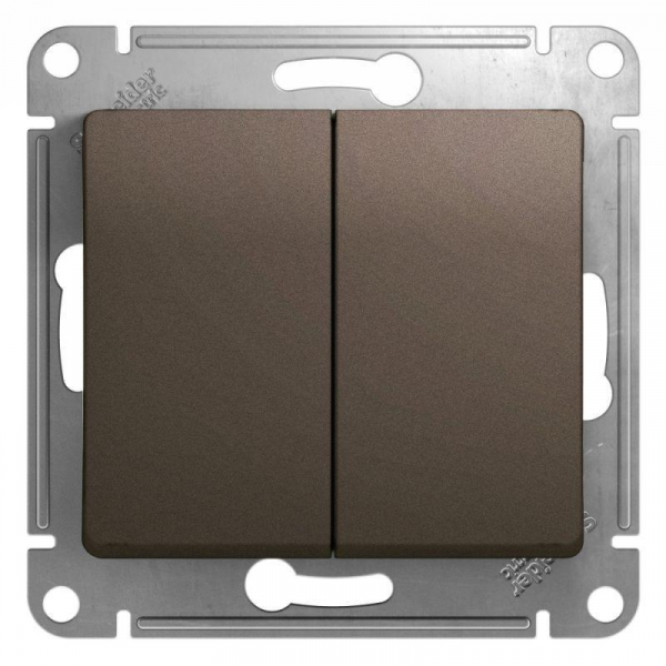 Выключатель двухклавишный Systeme Electric Glossa 10A 250V шоколад GSL000851 Выключатель двухклавишный Systeme Electric Glossa 10A 250V шоколад GSL000851