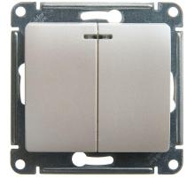 Выключатель двухклавишный Systeme Electric Glossa 10A 250V с подсветкой перламутр GSL000653 Выключатель двухклавишный Systeme Electric Glossa 10A 250V с подсветкой перламутр GSL000653