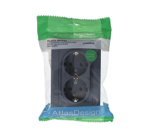 Розетка двойная 2К+З Systeme Electric AtlasDesign 16A 250V грифель ATN000724