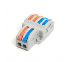 Клемма монтажная д/ подкл. фазн. проводников STEKKER, LD222-424, 2 контактные группы, 1ввод,2вывода на полюс (DIY упак 2 шт)