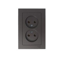 Розетка двойная 2К Systeme Electric AtlasDesign 16A 250V мокко ATN000620