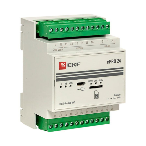 Контроллер базовый ePRO 24 удаленного управления 6вх\4вых 230В WiFi GSM EKF PROxima ePRO-6-4-230-WG