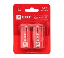 Алкалиновая батарейка типа C(LR14) блистер 2шт. EKF LR14-BL2