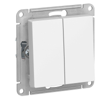 Переключатель двухклавишный проходной Systeme Electric AtlasDesign 10A 250V белый ATN000165