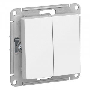 Переключатель двухклавишный проходной Systeme Electric AtlasDesign 10A 250V белый ATN000165