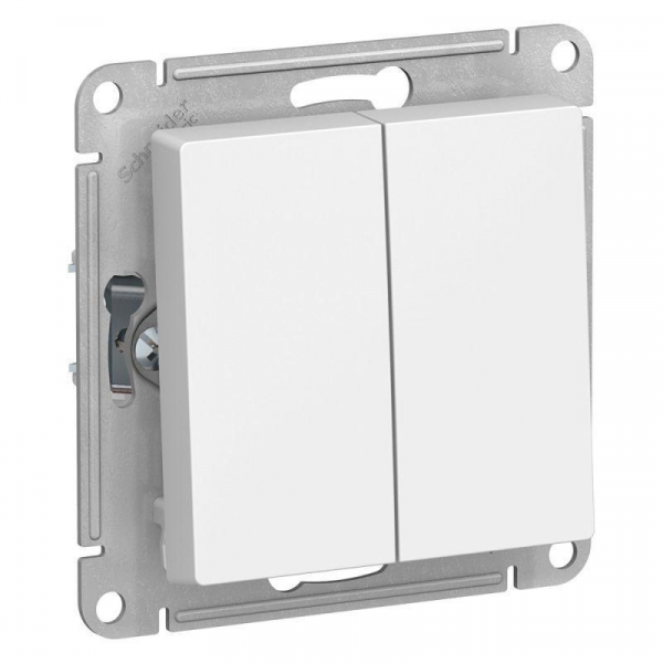 Переключатель двухклавишный проходной Systeme Electric AtlasDesign 10A 250V белый ATN000165 Переключатель двухклавишный проходной Systeme Electric AtlasDesign 10A 250V белый ATN000165