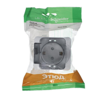 Розетка 2К+З Systeme Electric Этюд 16A 250V со шторками и крышкой белая PA16-044B