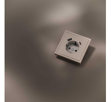 Накладка для розетки с заземлением и защитными шторками, с USB A+C, S70 Metal (платина) Voltum VLSM001010