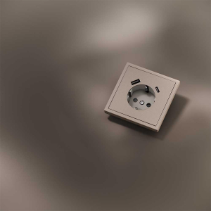 Накладка для розетки с заземлением и защитными шторками, с USB A+C, S70 Metal (платина) Voltum VLSM001010