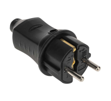 Вилка прямая влагозащищенная 2P+PE 230V, 16 А, IP44 каучук PROconnect 111-001-4