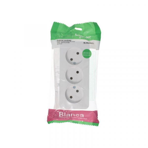 Розетка тройная 2К Systeme Electric Blanca 16A 250V белая BLNRA000311 Розетка тройная 2К Systeme Electric Blanca 16A 250V белая BLNRA000311