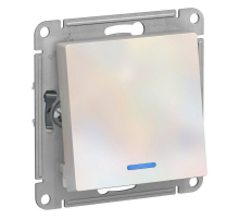 Переключатель одноклавишный проходной Systeme Electric AtlasDesign 10A 250V с подсветкой жемчужный ATN000463
