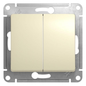 Переключатель двухклавишный проходной Systeme Electric Glossa 10A 250V бежевый GSL000265