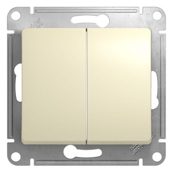 Переключатель двухклавишный проходной Systeme Electric Glossa 10A 250V бежевый GSL000265 Переключатель двухклавишный проходной Systeme Electric Glossa 10A 250V бежевый GSL000265