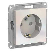 Розетка 2К+З Systeme Electric AtlasDesign 16A 250V со шторками жемчужная ATN000445