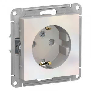 Розетка 2К+З Systeme Electric AtlasDesign 16A 250V со шторками жемчужная ATN000445