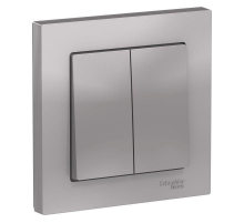 Выключатель двухклавишный Systeme Electric AtlasDesign 10A 250V алюминий ATN000352 Выключатель двухклавишный Systeme Electric AtlasDesign 10A 250V алюминий ATN000352