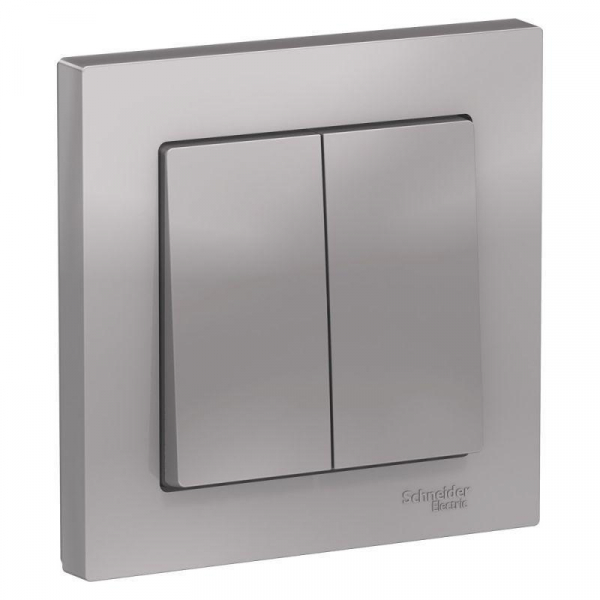 Выключатель двухклавишный Systeme Electric AtlasDesign 10A 250V алюминий ATN000352 Выключатель двухклавишный Systeme Electric AtlasDesign 10A 250V алюминий ATN000352