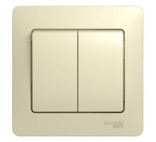 Выключатель двухклавишный Systeme Electric Glossa 10A 250V бежевый GSL000252 Выключатель двухклавишный Systeme Electric Glossa 10A 250V бежевый GSL000252