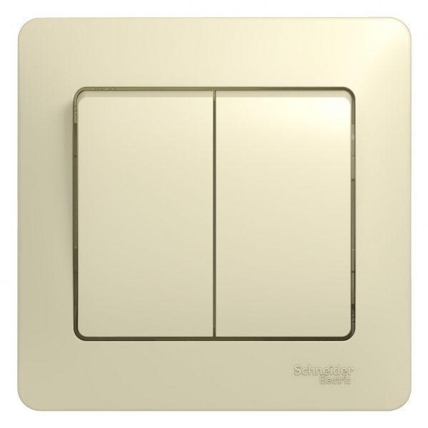 Выключатель двухклавишный Systeme Electric Glossa 10A 250V бежевый GSL000252 Выключатель двухклавишный Systeme Electric Glossa 10A 250V бежевый GSL000252