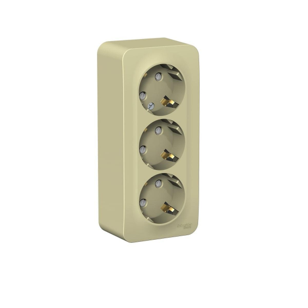 Розетка тройная Systeme Electric Blanca 16A 250V с заземлением и шторками бежевая BLNRA011317 Розетка тройная Systeme Electric Blanca 16A 250V с заземлением и шторками бежевая BLNRA011317
