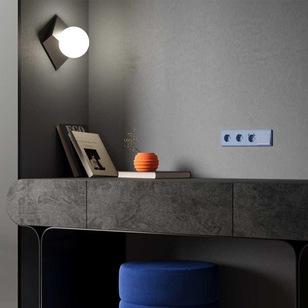 Накладка для розетки с заземлением и защитными шторками, S70 (деним) Voltum VLS000715