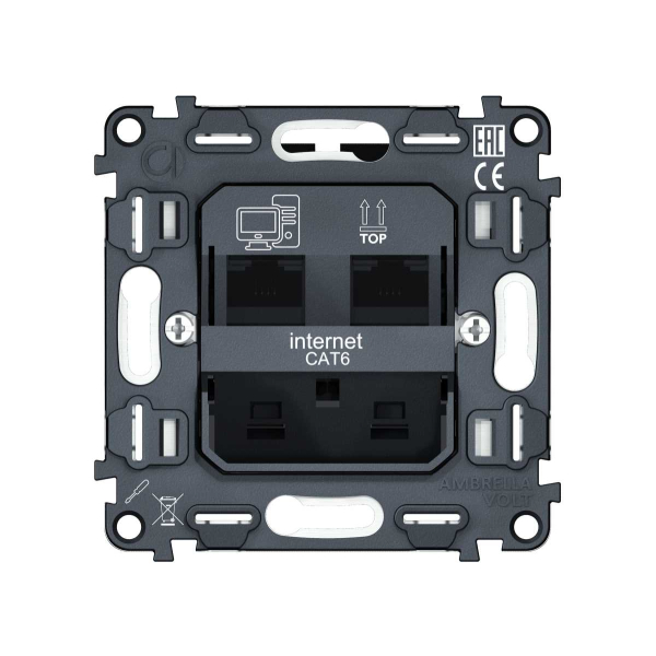 Механизм компьютерной двойной розетки RJ-45 (8P8C) CAT6 Ambrella Volt VM189