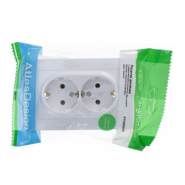 Розетка двойная 2К+З Systeme Electric AtlasDesign 16A 250V жемчужная ATN000424 Розетка двойная 2К+З Systeme Electric AtlasDesign 16A 250V жемчужная ATN000424