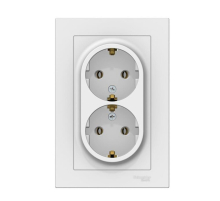 Розетка двойная 2К+З Systeme Electric AtlasDesign 16A 250V белая ATN000124