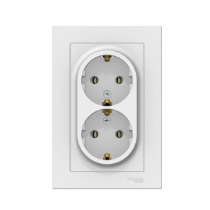 Розетка двойная 2К+З Systeme Electric AtlasDesign 16A 250V белая ATN000124