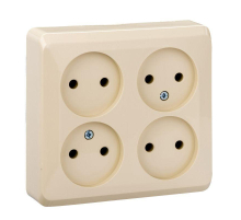 Розетка четырехместная 2К Systeme Electric Этюд 16A 250V кремовая PA16-205K