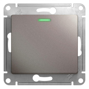 Выключатель одноклавишный Systeme Electric Glossa 10A 250V с подсветкой платина GSL001213