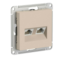 Розетка компьютерная 2xRJ45 Systeme Electric AtlasDesign кат. 5Е песочный ATN001285