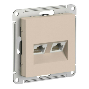 Розетка компьютерная 2xRJ45 Systeme Electric AtlasDesign кат. 5Е песочный ATN001285