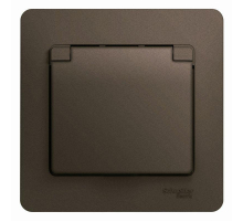 Розетка 2К+З Systeme Electric Glossa 16A 250V со шторками и крышкой шоколад GSL000846