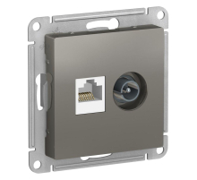 Розетка компьютерная RJ45/TV Systeme Electric AtlasDesign 5e кат UTP сталь ATN000989