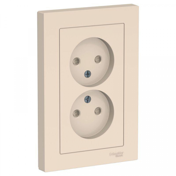 Розетка двойная 2К Systeme Electric AtlasDesign 16A 250V со шторками бежевая ATN000222 Розетка двойная 2К Systeme Electric AtlasDesign 16A 250V со шторками бежевая ATN000222