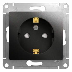 Розетка 2К+З Systeme Electric Glossa 16A 250V со шторками антрацит GSL000745
