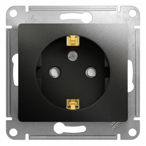 Розетка 2К+З Systeme Electric Glossa 16A 250V со шторками антрацит GSL000745 Розетка 2К+З Systeme Electric Glossa 16A 250V со шторками антрацит GSL000745