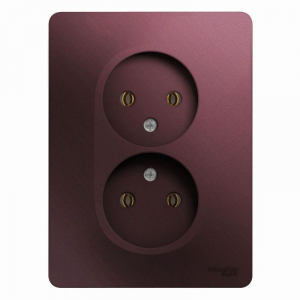 Розетка двойная 2К Systeme Electric Glossa 16A 250V баклажановая GSL001120