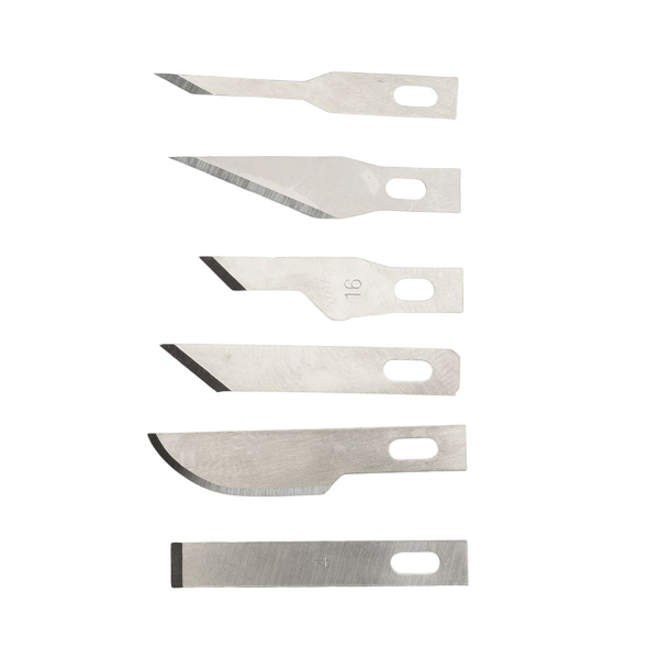 Нож макетный с алюминиевой рукояткой, 0,5 мм, кейс, 6 лезвий в комплекте, Stekker KMU-41-S 50197