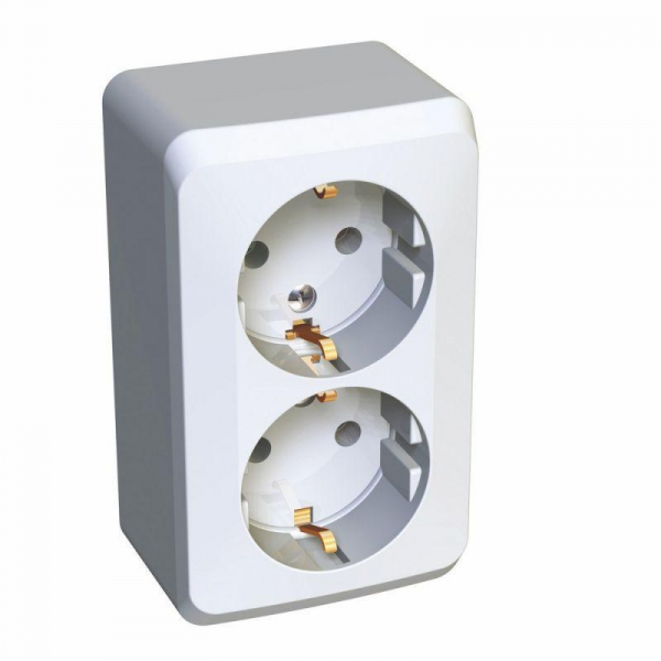 Розетка двойная 2К+З Systeme Electric Этюд 16A 250V белая PA16-007B Розетка двойная 2К+З Systeme Electric Этюд 16A 250V белая PA16-007B