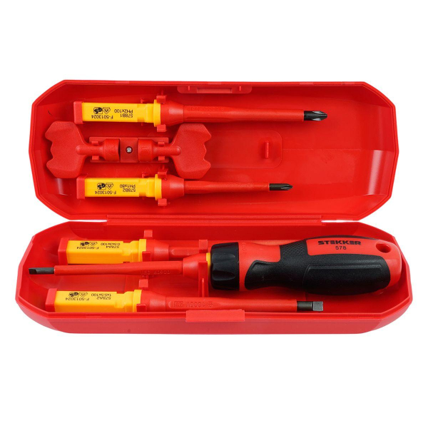 Отвертка VDE со сменными битами до 1000В, 8 предметов STLS005 50409