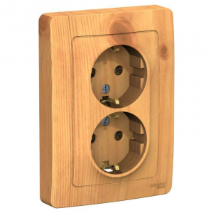Розетка двойная 2К+З Systeme Electric Blanca 16A 250V ясень BLNRS001025