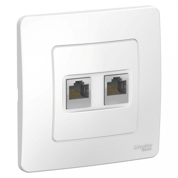 Розетка компьютерная двойная RJ45 Systeme Electric Blanca 5e кат UTP белая BLNIS045451 Розетка компьютерная двойная RJ45 Systeme Electric Blanca 5e кат UTP белая BLNIS045451